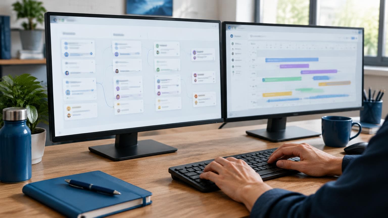 A marketing operations desk used to coordinate automated workflows.