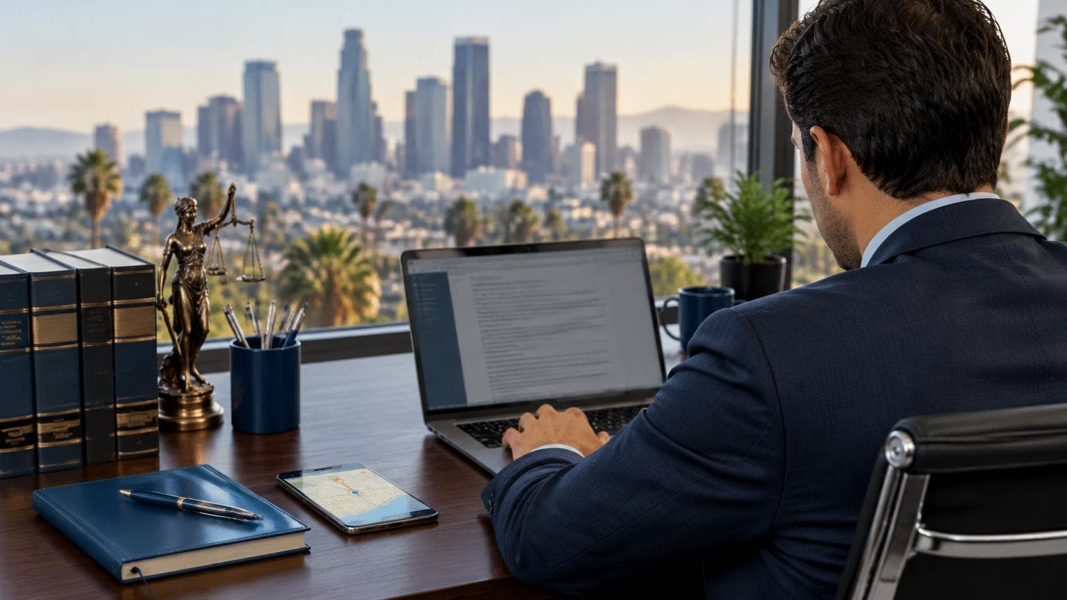A Los Angeles law office reviewing local search visibility.