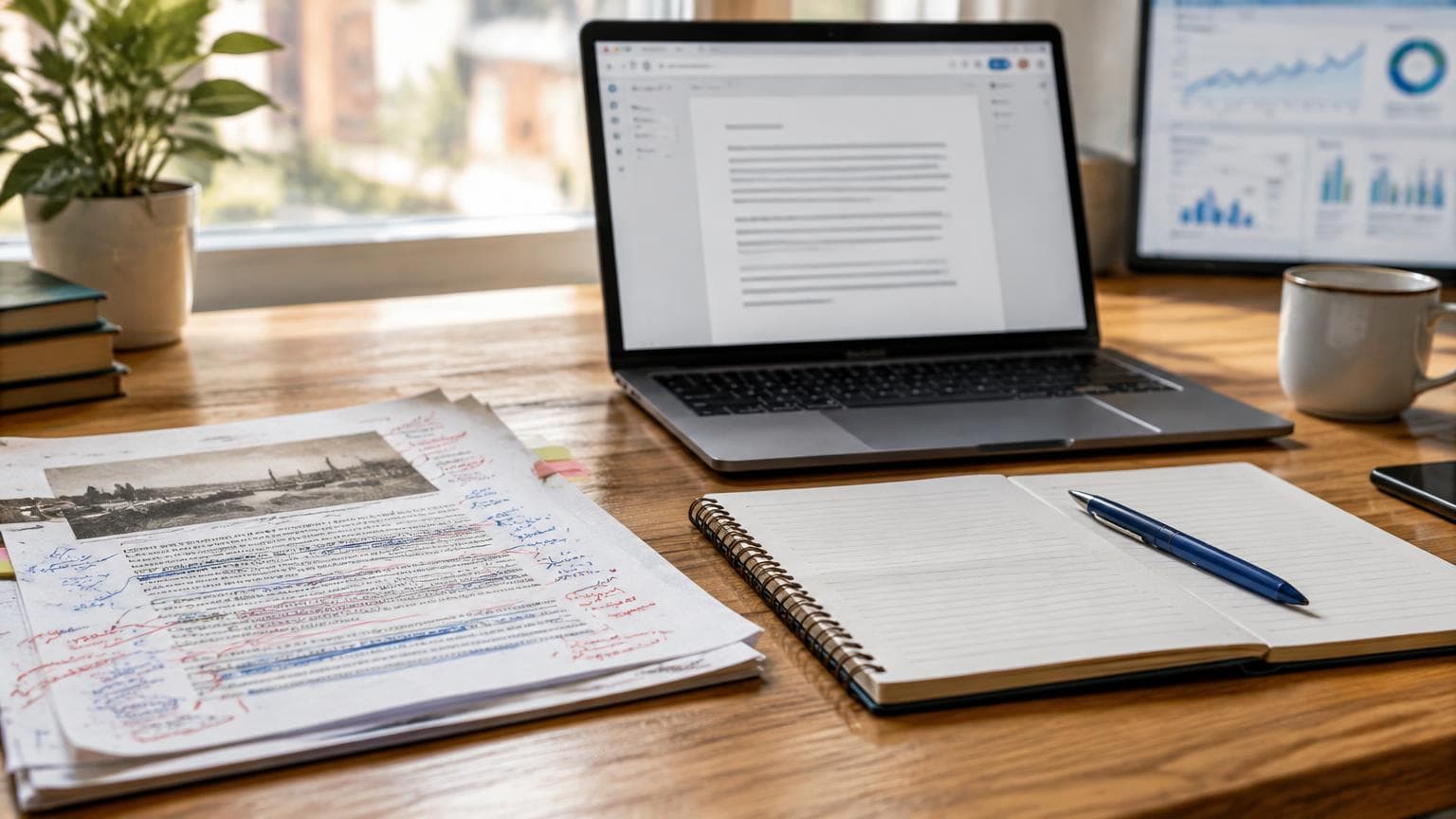 An editorial workspace used to review and update older blog content.