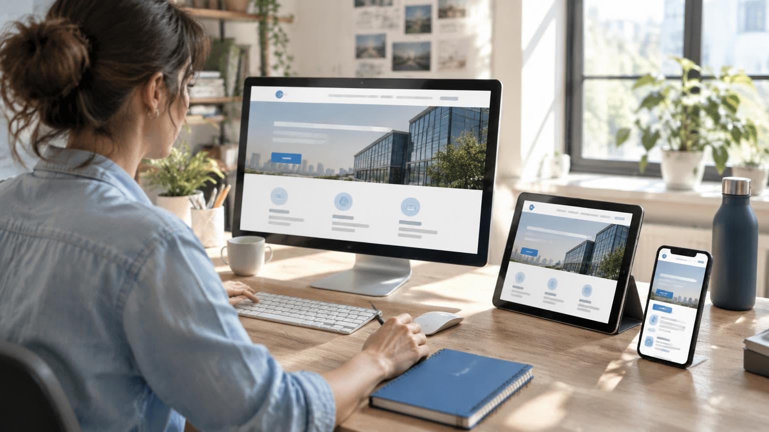 A professional business website being reviewed across desktop and mobile devices.