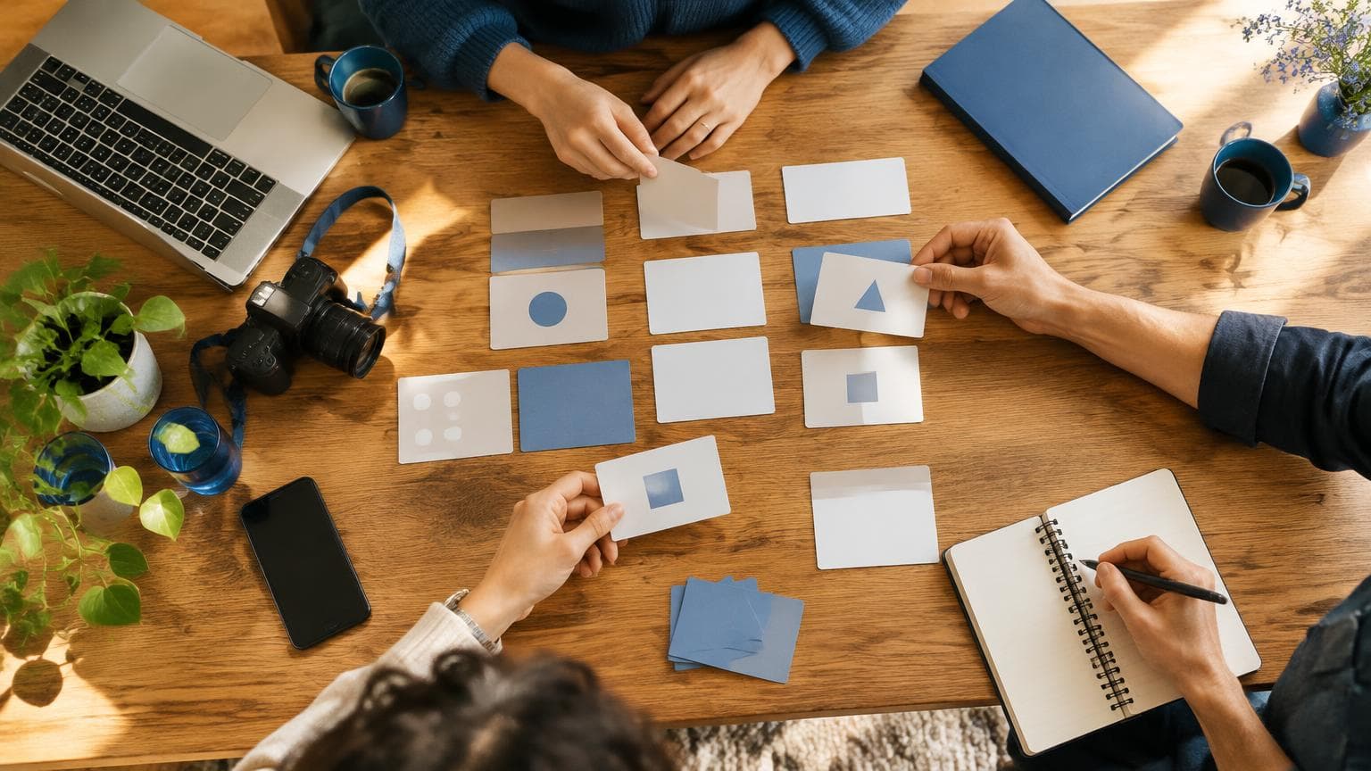 A collaborative desk bringing together multiple digital marketing channels.