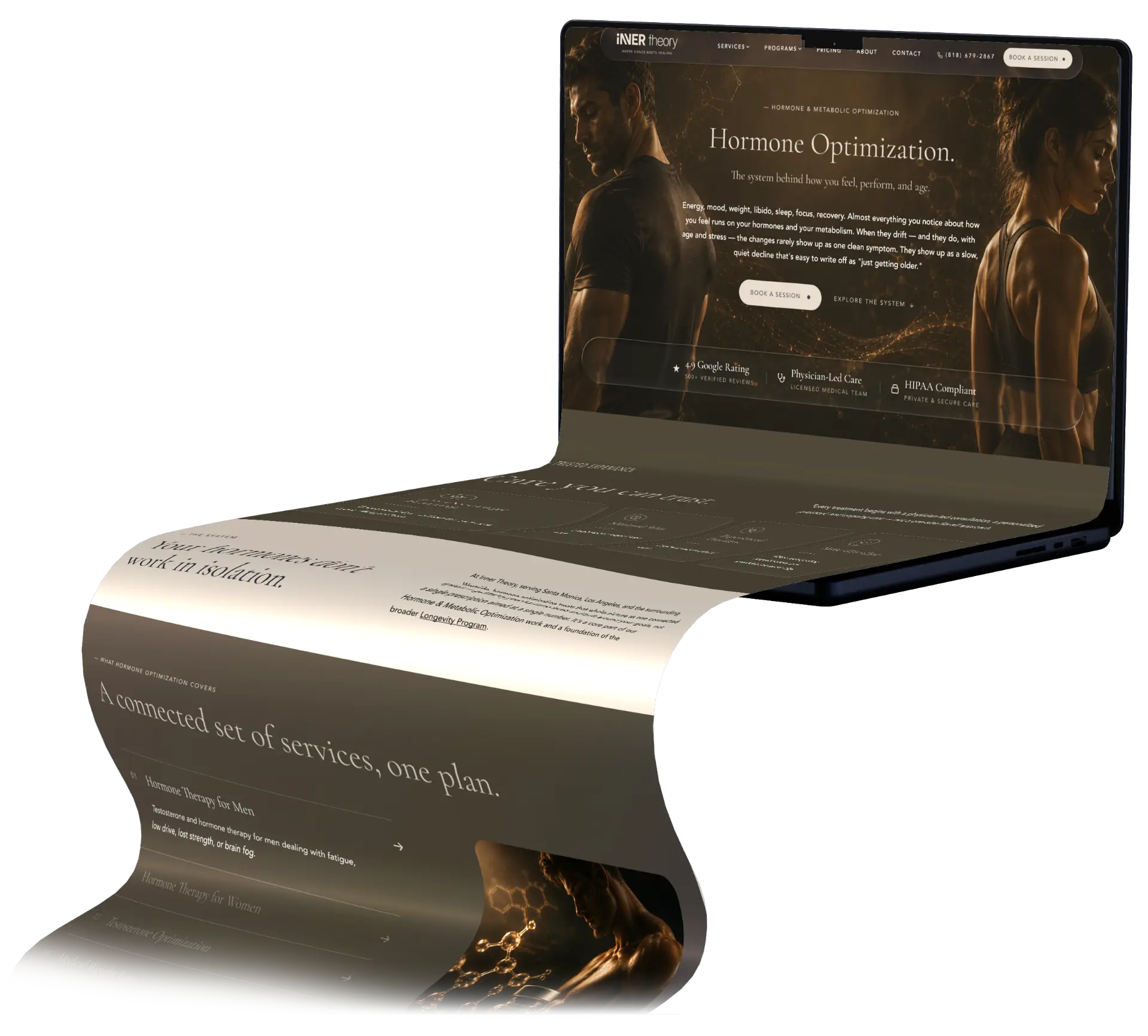 Inner Theory website displayed as a scrolling laptop mockup