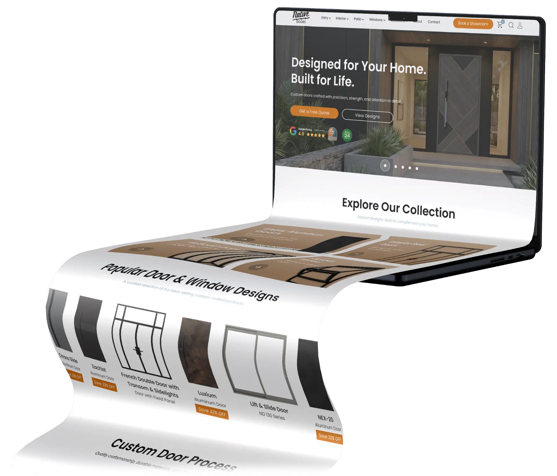 Native Doors website displayed on a laptop mockup