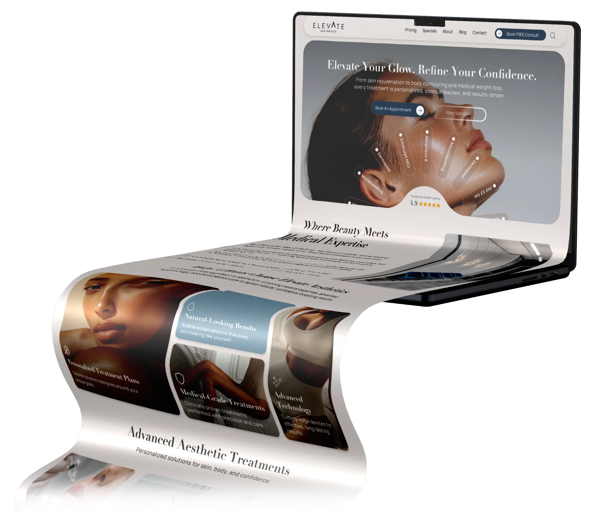 Elevate Aesthetics responsive website showcase